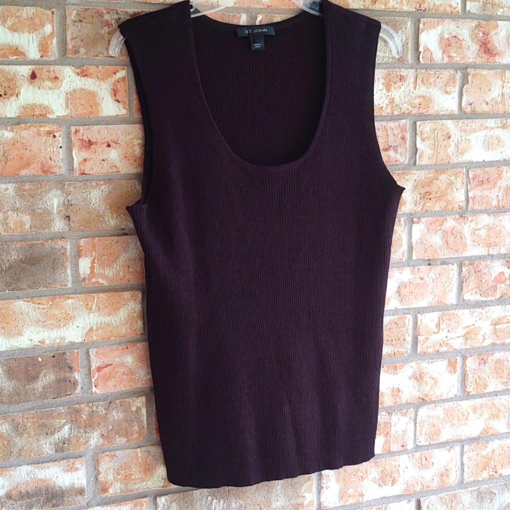 St John Chocolate Brown Ribbed Top